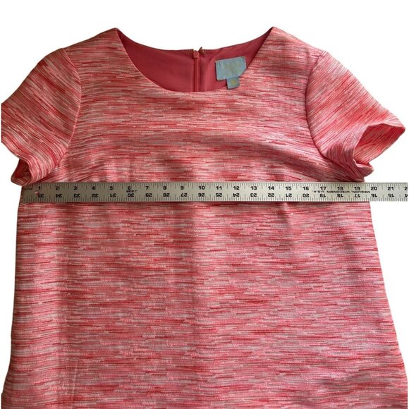 CeCe By Cynthia Steffe Pink & White Short-Sleeve Shift Dress Knee Length Size 8 - Picture 8 of 10